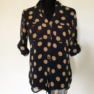 xs || express || TAN POLKA DOT PORTOFINO SHIRT
